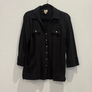 JM Collection Classic Black Shirt 100% Cotton